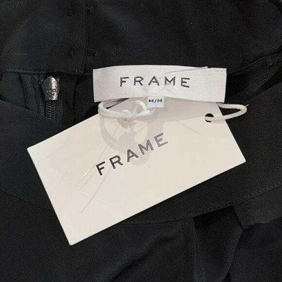 NWT FRAME Mock-Neck Sleeveless Party Top Medium Black Silk - Picture 12 of 14